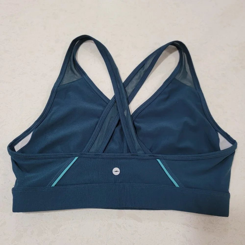 Avia Sports Bra Women‎ Moisture Wicking Mesh Breathable Racerback Teal L 12-14